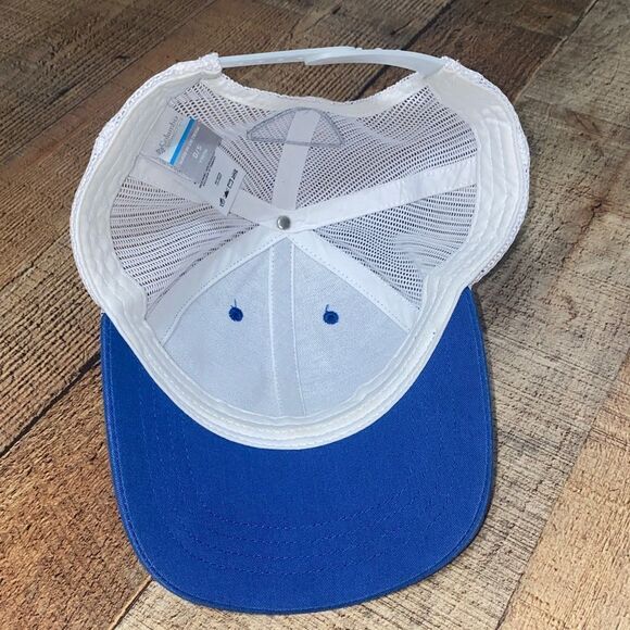 Columbia PFG Fishing Hat Blue & White Trucker Mesh Cap snap back - Picture 5 of 7